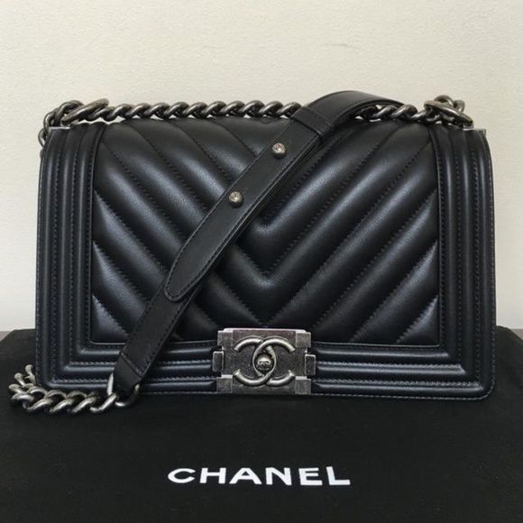 Chanel Boy Bag Chevron Leather